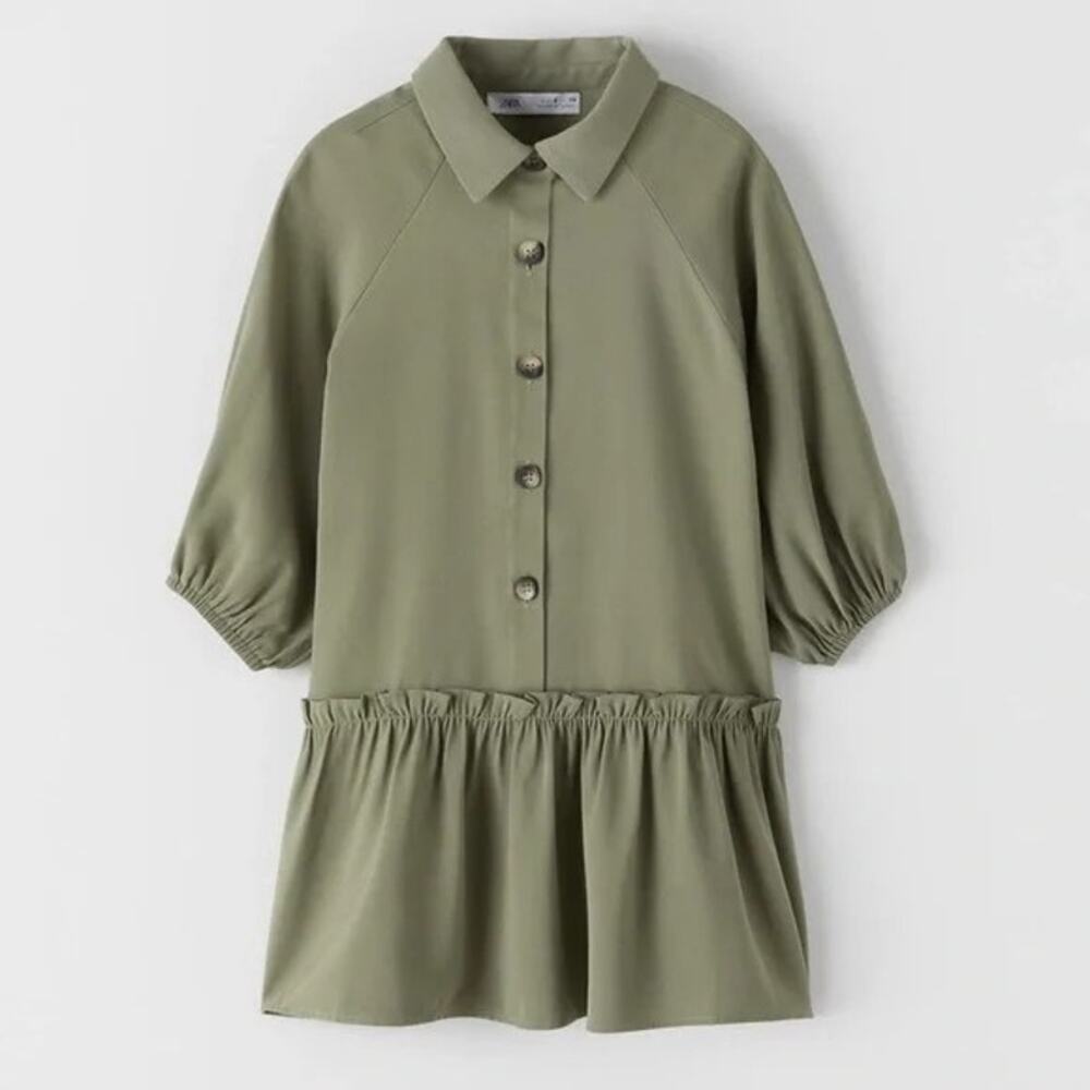 Zara Green Drop Waist Girls Dress